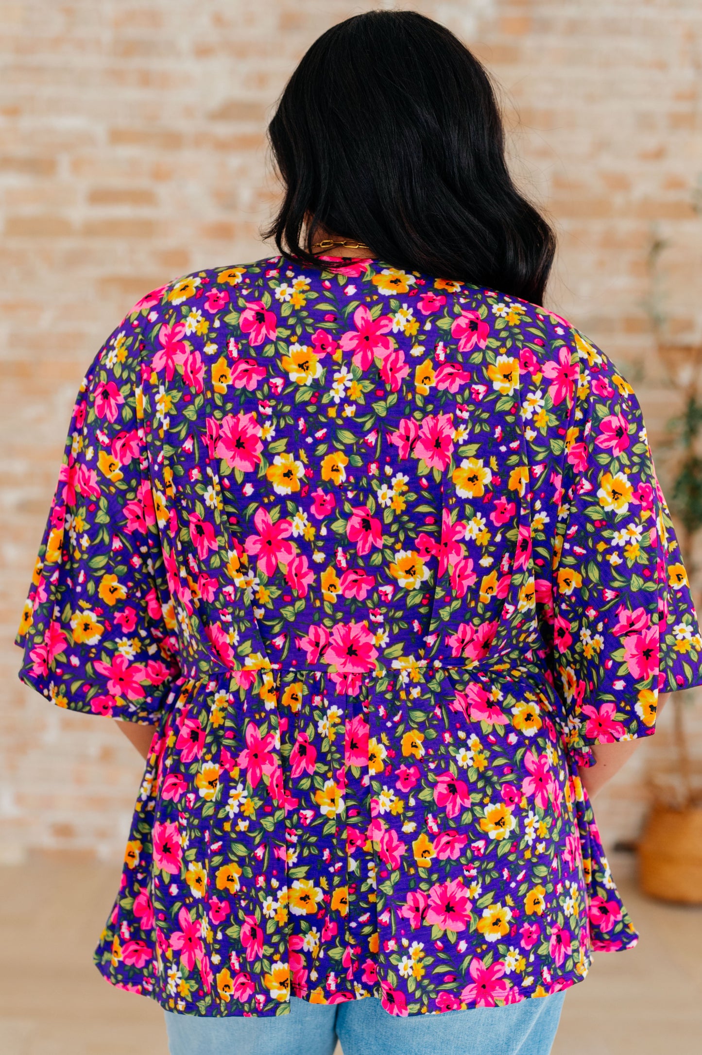 Dreamer Peplum Top in Purple and Pink Floral (Online Exclusive)