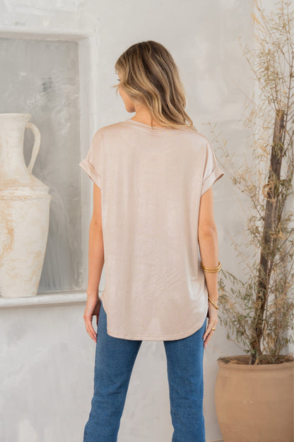 Shimmer Cuffed Top in Taupe *HC (Online Exclusive)