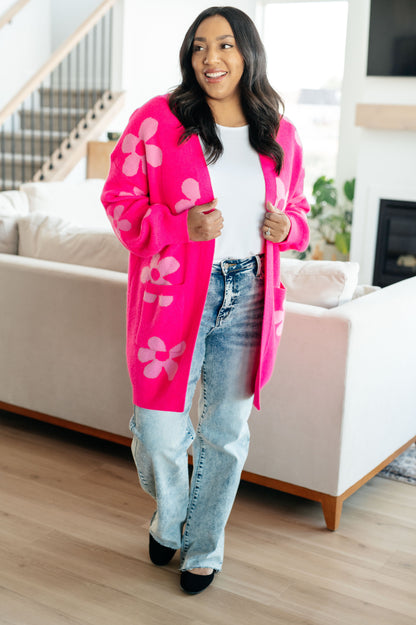 Enough Anyways Floral Cardigan in Pink (Online Exclusive)