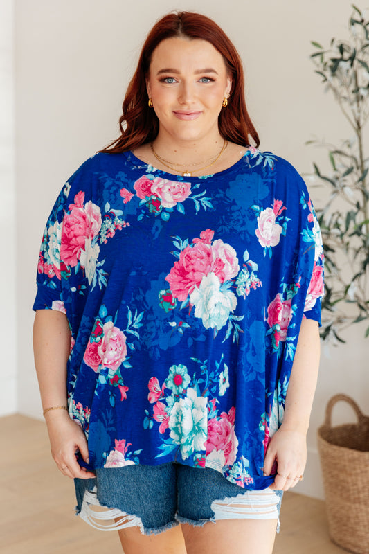 Essential Blouse in Royal and Pink Floral (Online Exclusive)