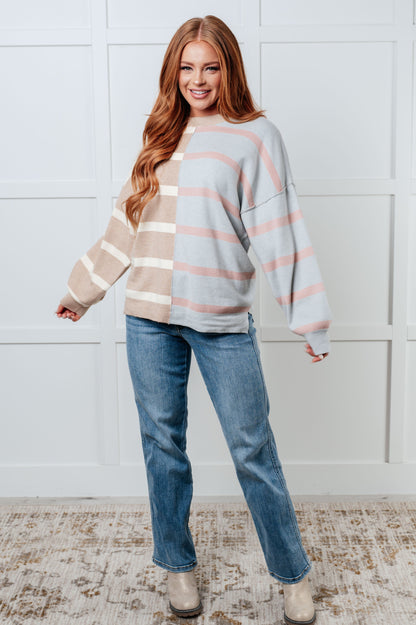 Exceptional Thought Striped Patchwork Sweater (Online Exclusive)