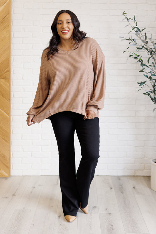 Good Things Are Coming V-Neck Top in Coffee (Online Exclusive)