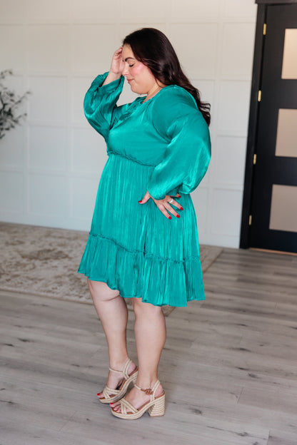 Head Held High V-Neck Balloon Sleeve Dress (Online Exclusive)