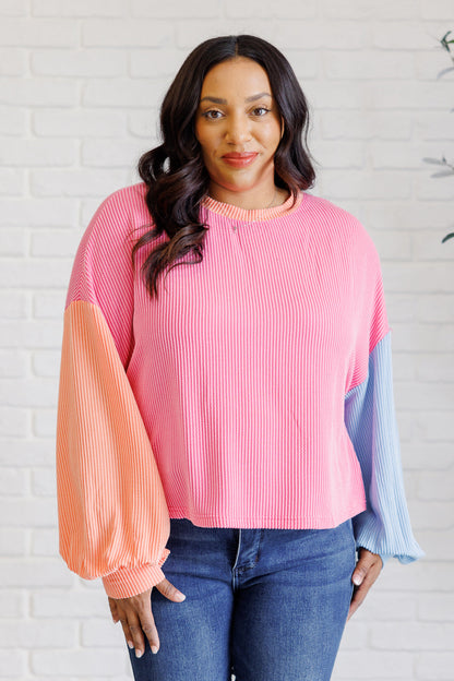 Hit Me With Your Best Shot Colorblock Top in Bright Pink (Online Exclusive)