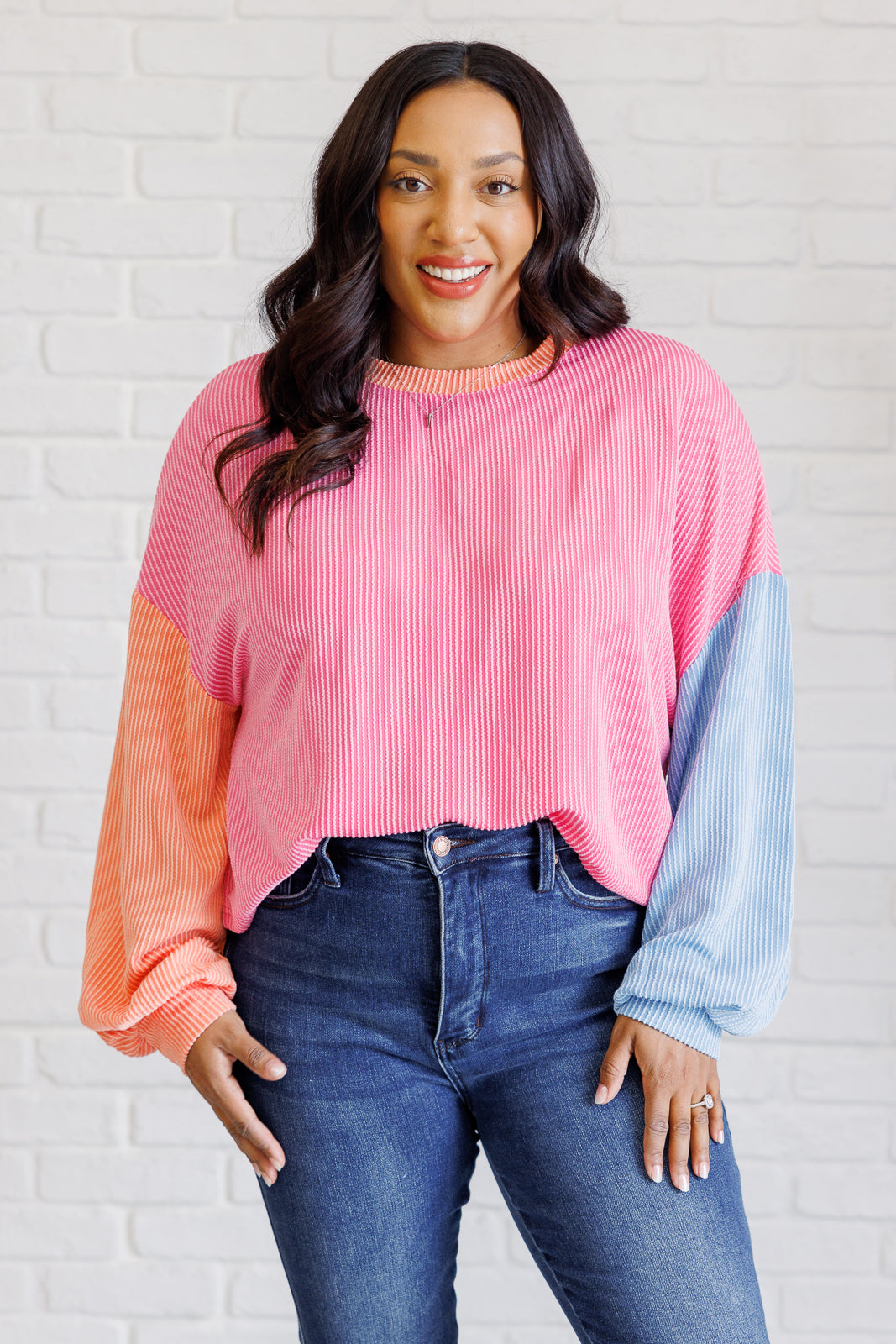 Hit Me With Your Best Shot Colorblock Top in Bright Pink (Online Exclusive)