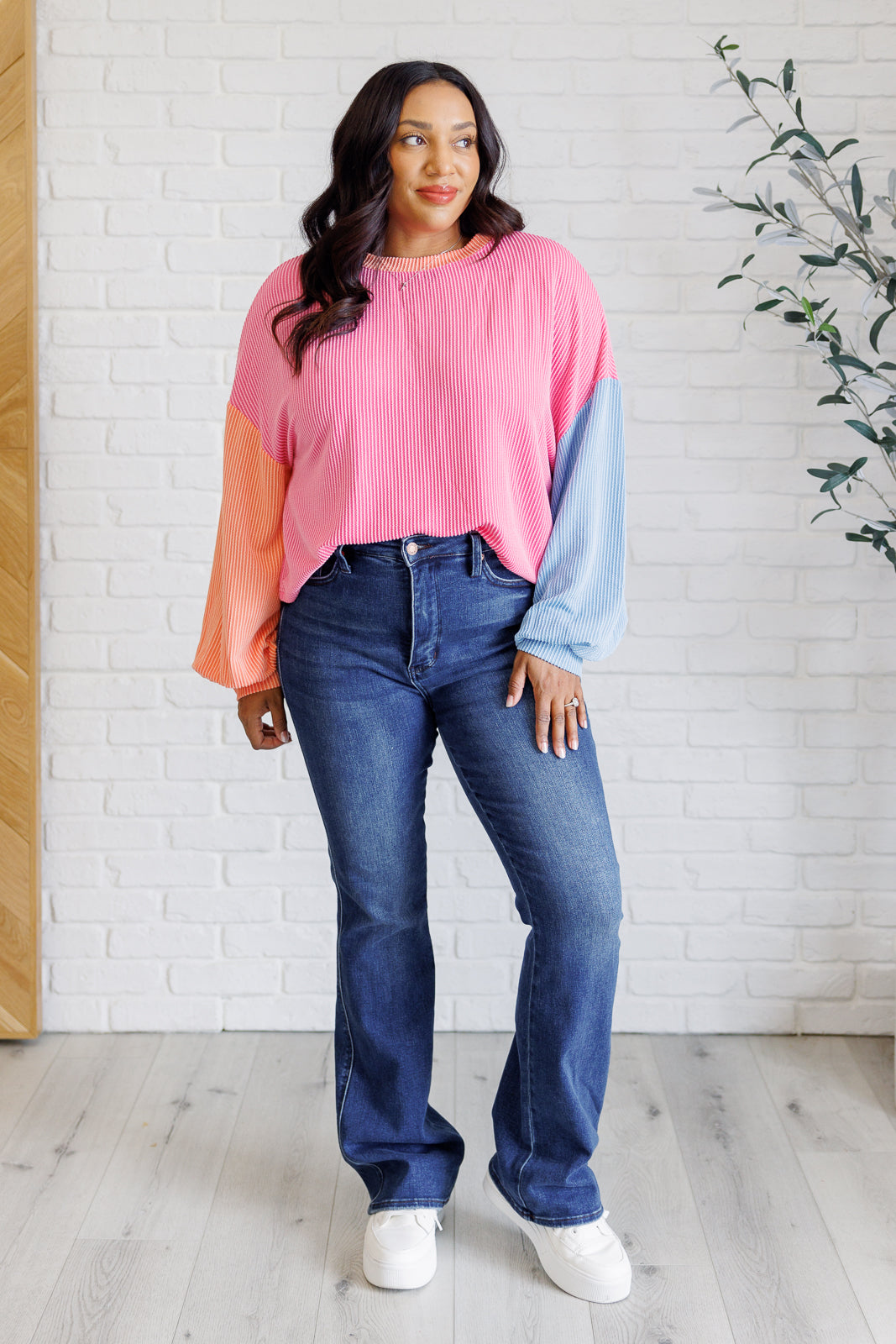 Hit Me With Your Best Shot Colorblock Top in Bright Pink (Online Exclusive)