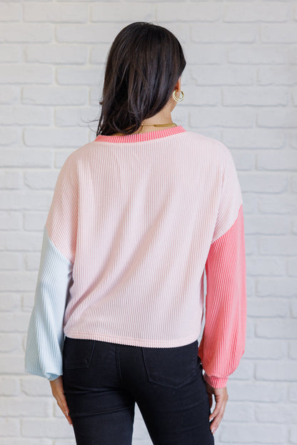 Hit Me With Your Best Shot Colorblock Top in Light Pink (Online Exclusive)