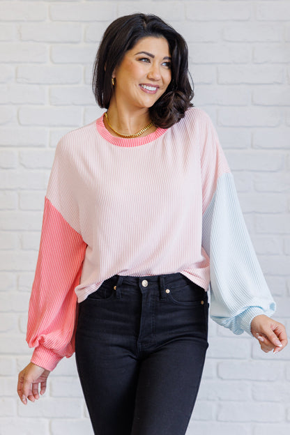 Hit Me With Your Best Shot Colorblock Top in Light Pink (Online Exclusive)