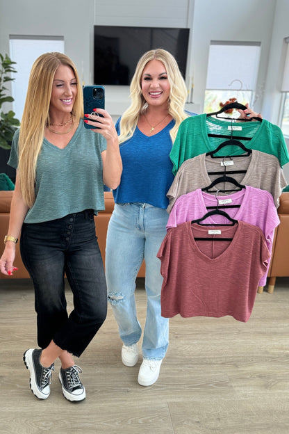 Classic Comfort V-Neck Top in Kelly Green (Online Exclusive)