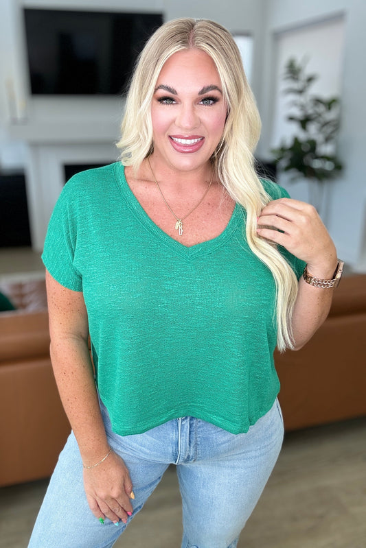 Classic Comfort V-Neck Top in Kelly Green (Online Exclusive)