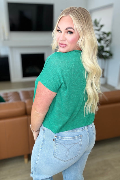 Classic Comfort V-Neck Top in Kelly Green (Online Exclusive)