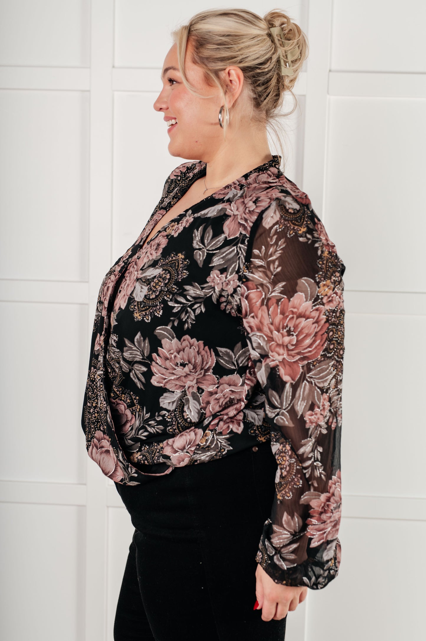 I Wish We Had it All Surplice Floral Blouse (Online Exclusive)