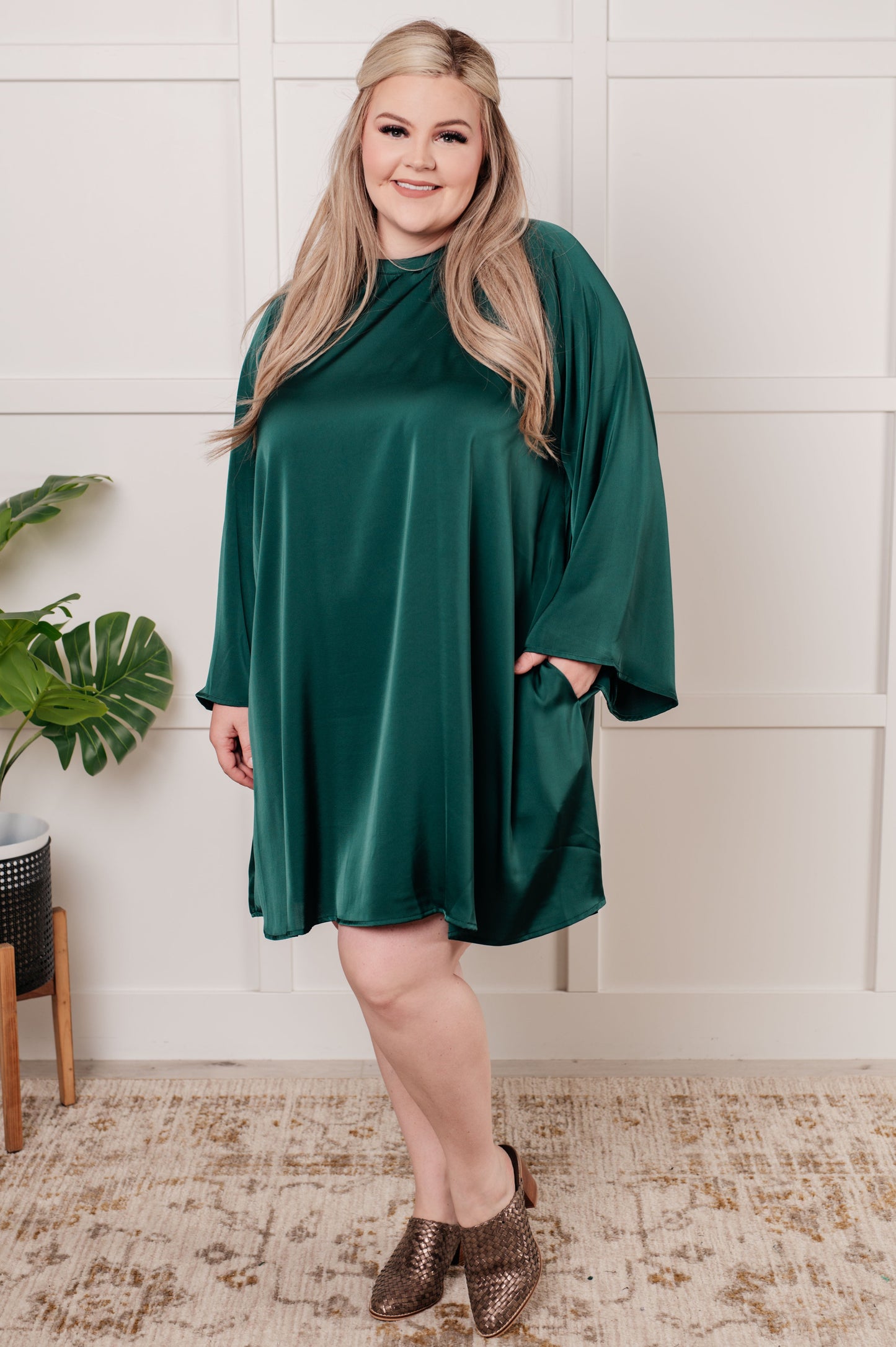 Isn't It Lovely Poly Satin Butterfly Sleeve Dress (Online Exclusive)