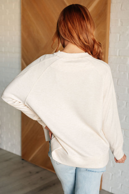 It's The Little Things Relaxed Scuba Pullover in Beige (Online Exclusive)