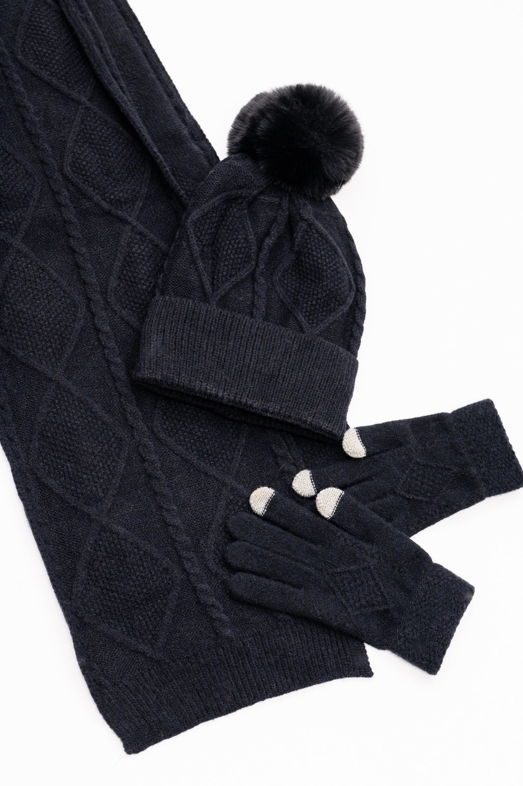 Jane Frost Beanie, Glove, and Scarf Set In Black (Online Exclusive)