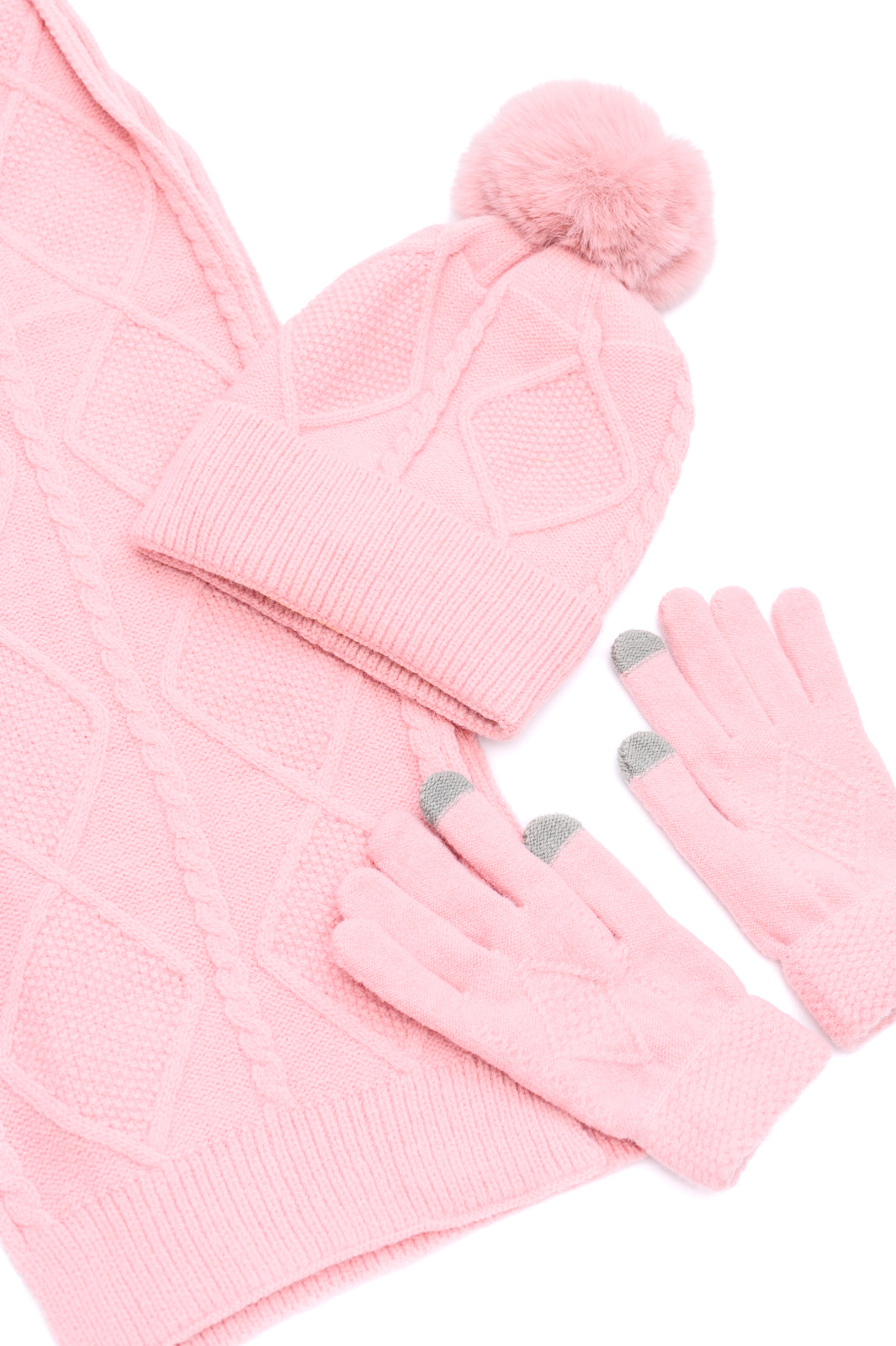 Jane Frost Beanie, Glove, and Scarf Set in Pink (Online Exclusive)