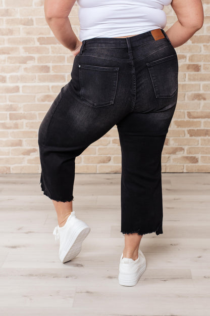 Ryan High Rise Button Fly Wide Leg Crop Jeans (Online Exclusive)