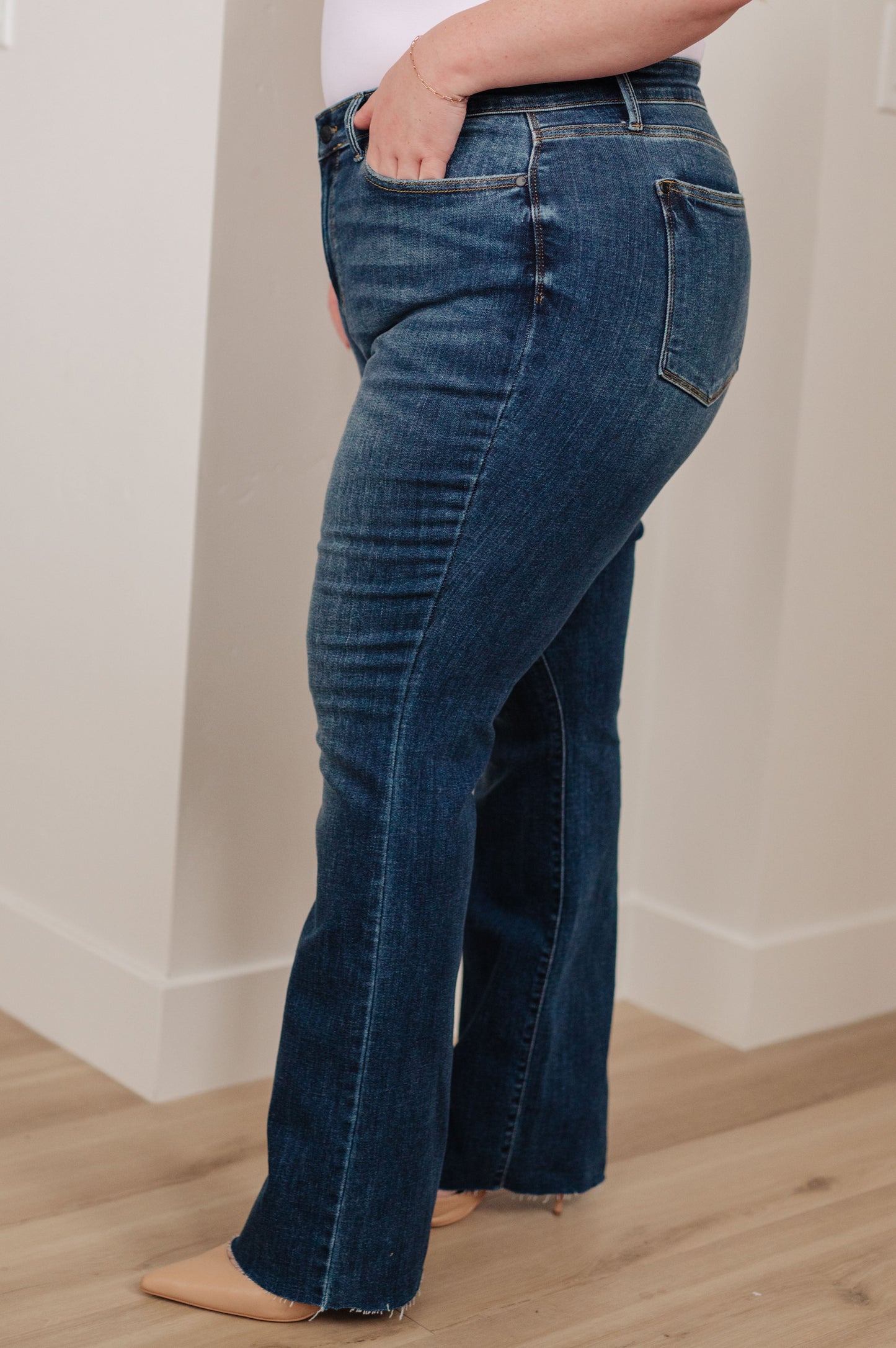 Josephine Mid Rise Raw Hem Bootcut Jeans (Online Exclusive)