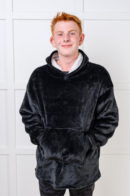 Kids Oversized Hoodie Blanket in Black (Online Exclusive)