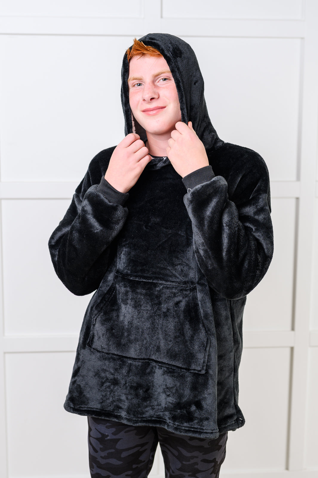 Kids Oversized Hoodie Blanket in Black (Online Exclusive)