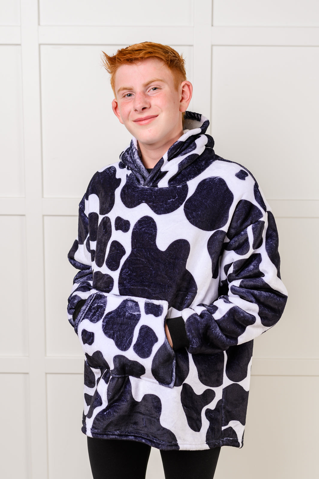 Kids Oversized Hoodie Blanket in Cow (Online Exclusive)