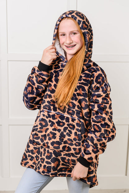 Kids Oversized Hoodie Blanket in Leopard (Online Exclusive)