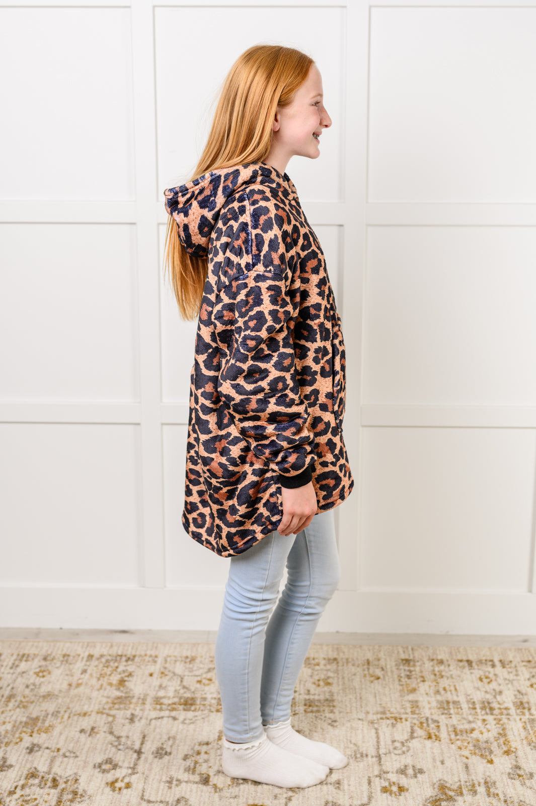 Kids Oversized Hoodie Blanket in Leopard (Online Exclusive)