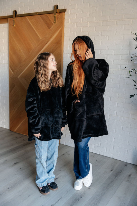 Kids Oversized Hoodie Blanket in Black (Online Exclusive)