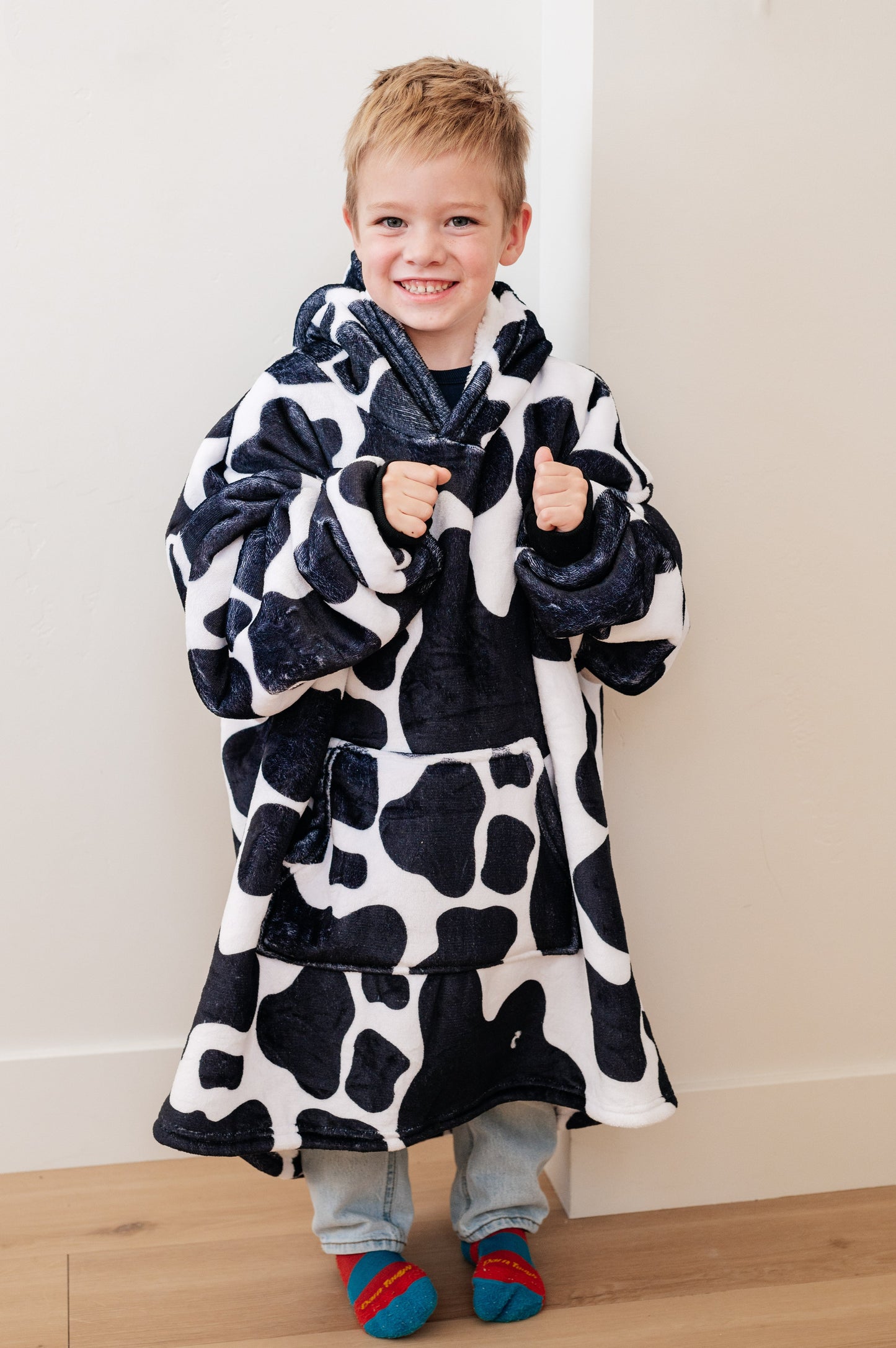 Kids Oversized Hoodie Blanket in Cow (Online Exclusive)