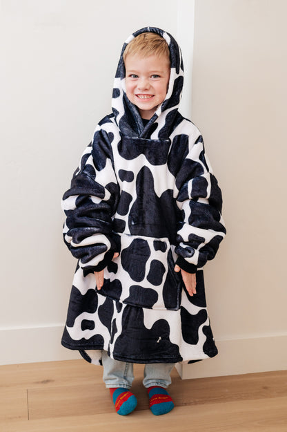 Kids Oversized Hoodie Blanket in Cow (Online Exclusive)