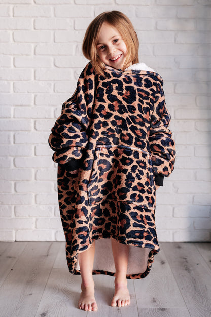 Kids Oversized Hoodie Blanket in Leopard (Online Exclusive)