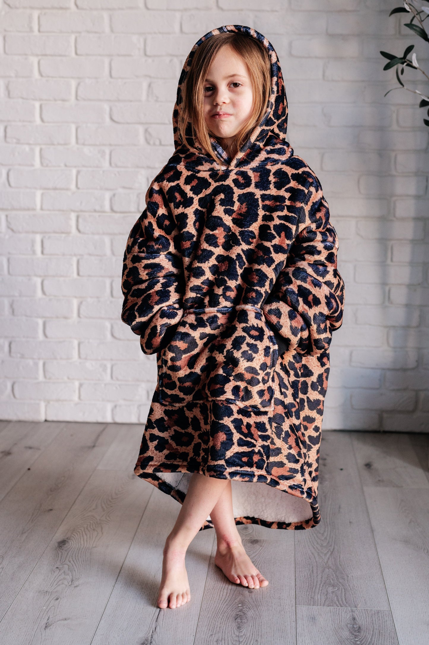 Kids Oversized Hoodie Blanket in Leopard (Online Exclusive)