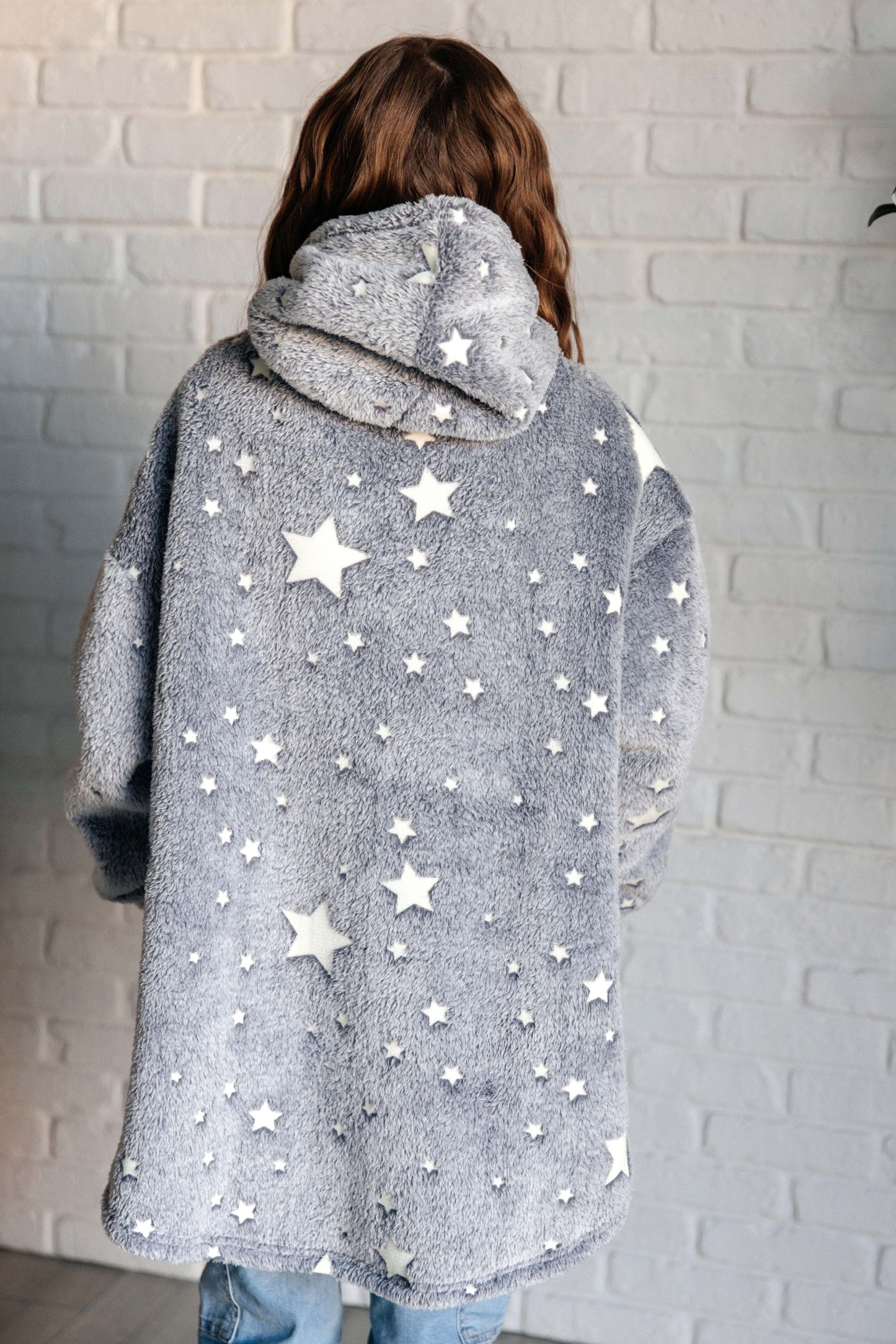 Kids Oversized Hoodie Blanket in Grey Stars (Online Exclusive)