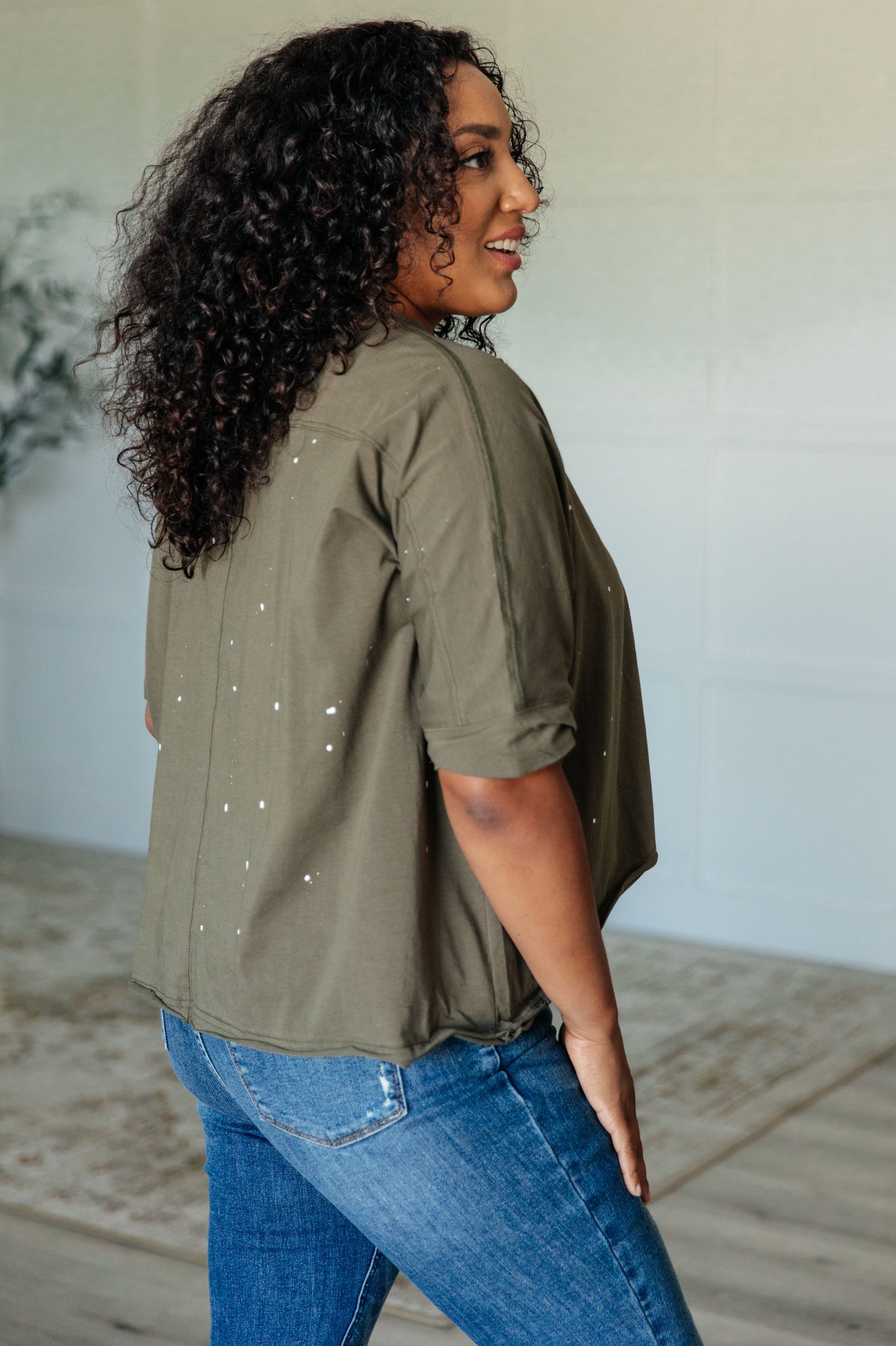 Less Than Stressed Asymmetrical Distressed Top (Online Exclusive)