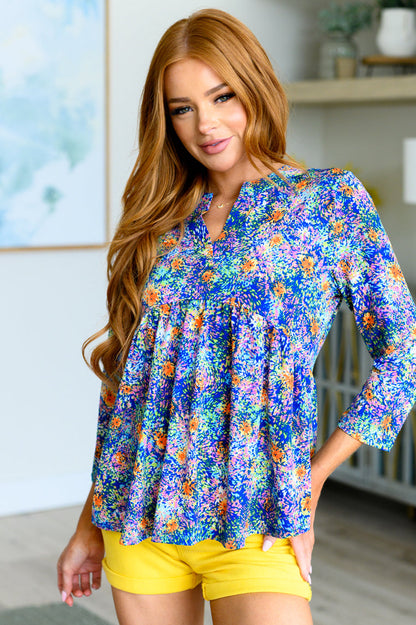 Lizzy Babydoll Top in Royal Multi Fireworks (Online Exclusive)