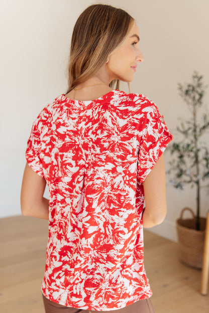 Lizzy Cap Sleeve Top in Red Floral (Online Exclusive)