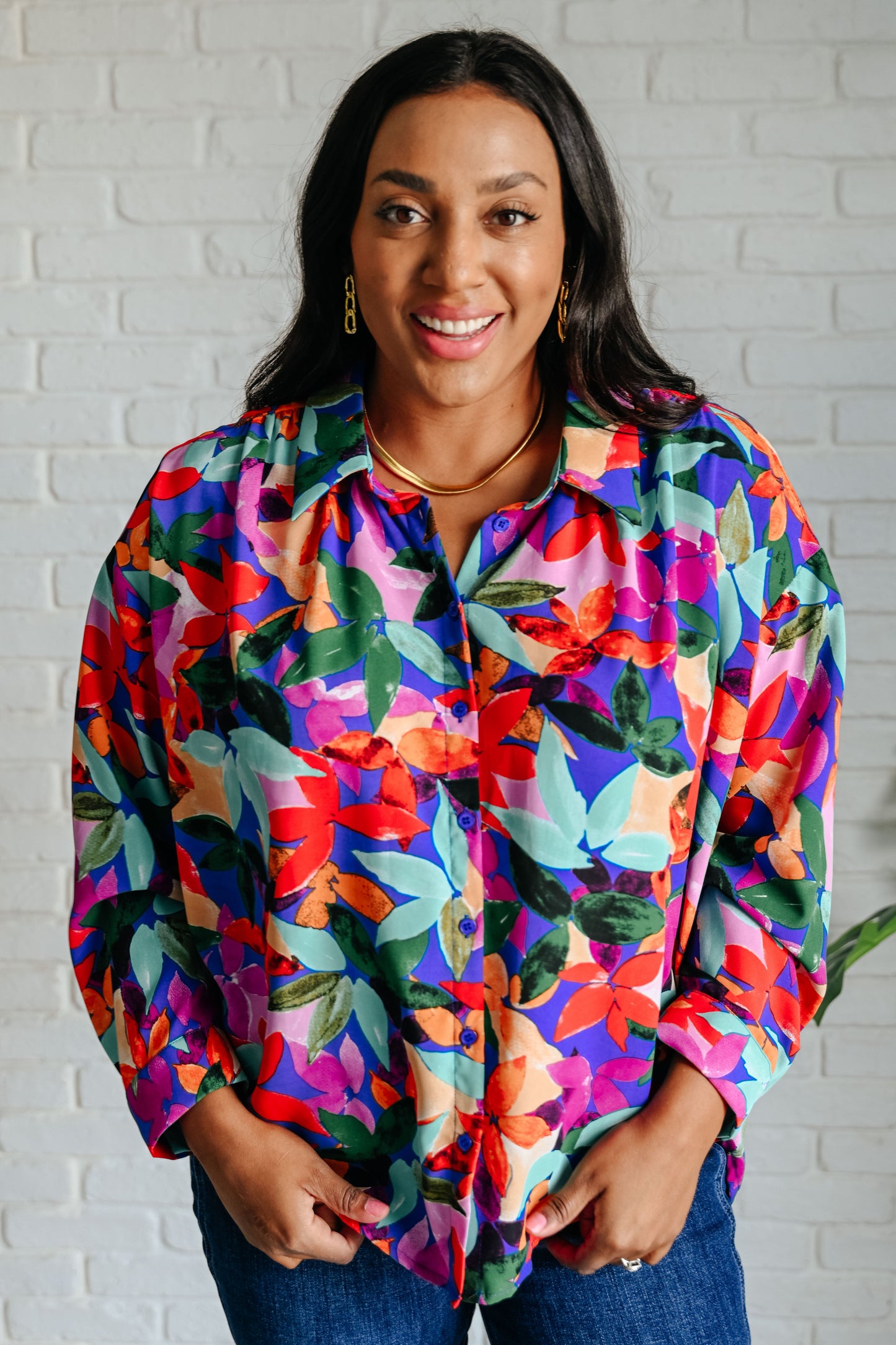 Make Like a Tree and Leaf Button Up Blouse (Online Exclusive)