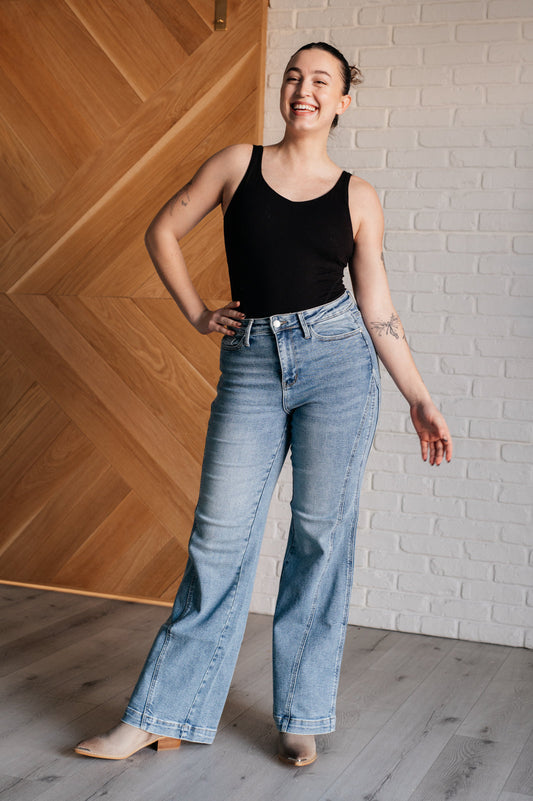 Melia High Rise Side Seam Detail Wide Leg Jeans (Online Exclusive)