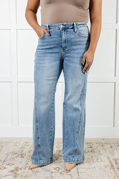 Melia High Rise Side Seam Detail Wide Leg Jeans (Online Exclusive)