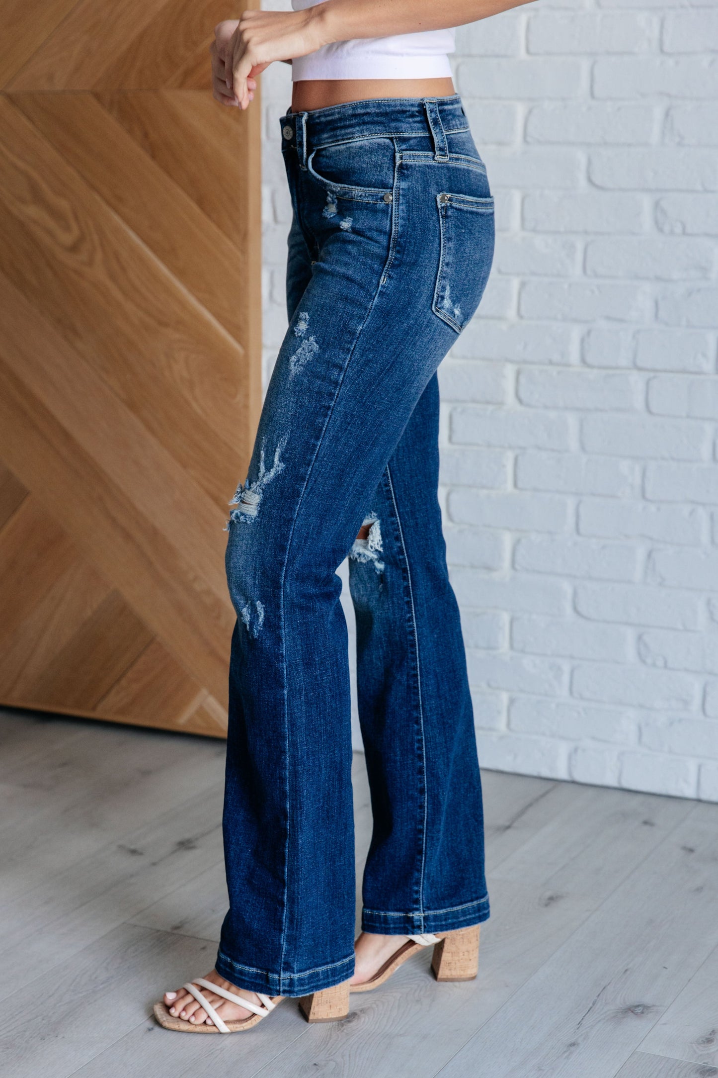 Mila Mid Rise Distressed Bootcut Jeans (Online Exclusive)