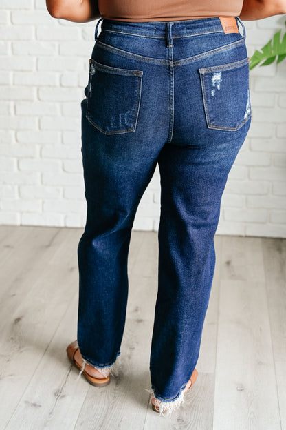 Montana High Rise Rigid Magic Distressed Straight Jeans (Online Exclusive)