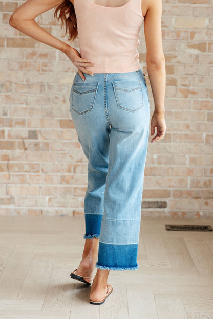 Olivia High Rise Wide Leg Crop Jeans in Medium Wash (Online Exclusive)