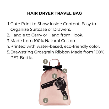 Hair Dryer Travel Bag, Pink/Blush