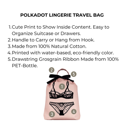 Polkadot Lingerie Travel Bag, Pink/Blush