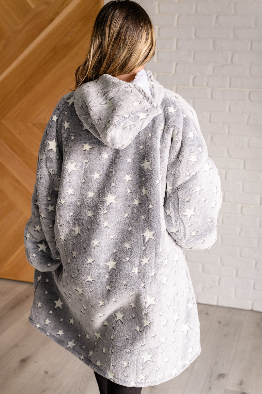 Oversized Blanket Hoodie in Grey Stars (Online Exclusive)