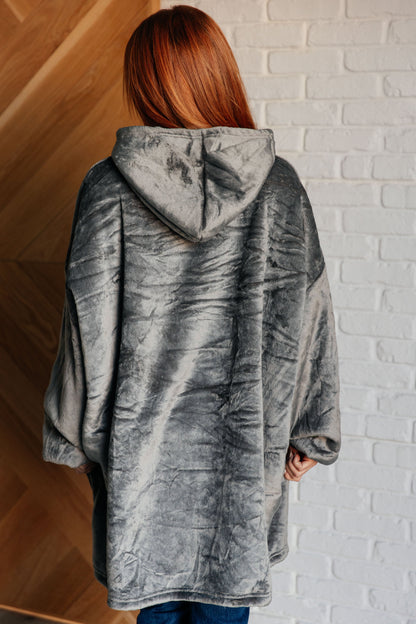 Oversized Velour Blanket Hoodie in Gray (Online Exclusive)