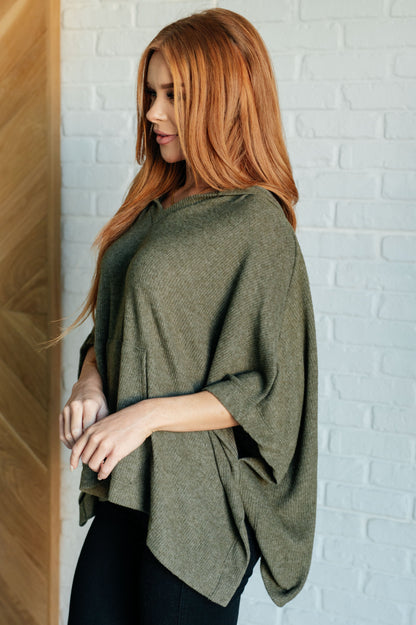 Perfectly Poised Hooded Poncho in Olive (Online Exclusive)