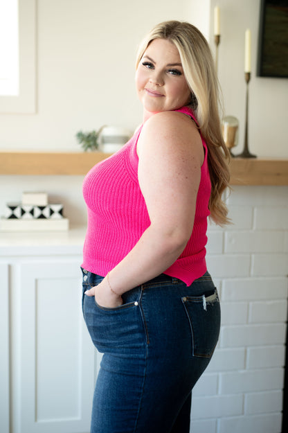 Previous Engagement Halter Neck Sweater Tank in Pink (Online Exclusive)