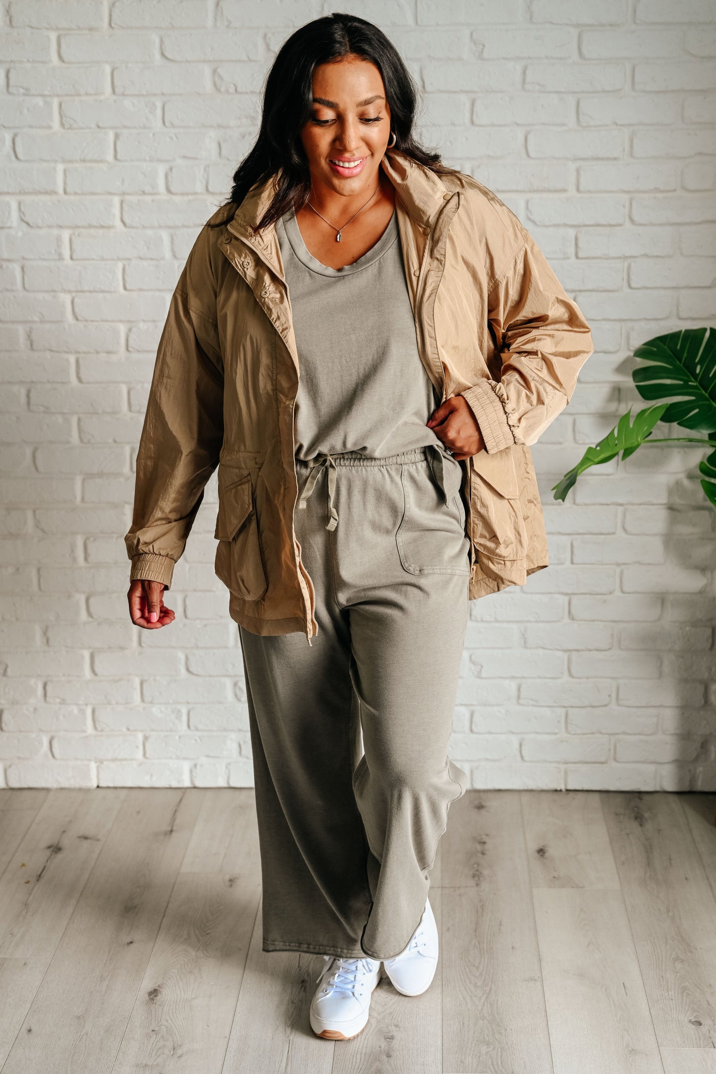 Rain, Rain Go Away Parachute Jacket in Camel (Online Exclusive)