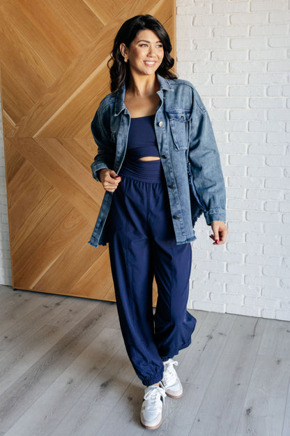 Raising Heart Rate Cut Out Jumpsuit in Navy (Online Exclusive)